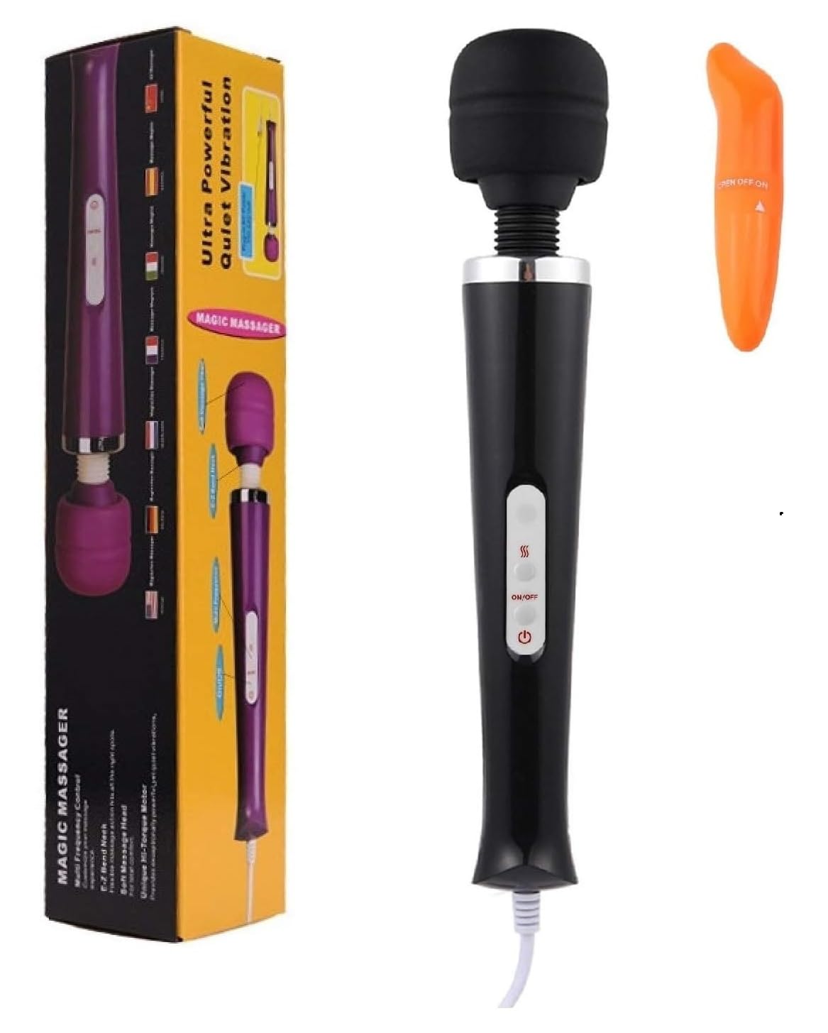 Power Massager Handheld Tool Electric Foot Neck Back Hand Leg Arm Muscle Aches for Women Men Massage Therapy Pain Relief Deep Tissue Toy (Black Big and Orange Small Tool)