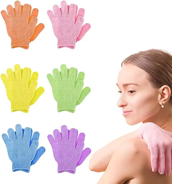 Gants de Gommage Double Face - 6 Paires Exfoliantes Corps et Visage pour Toute la Famille