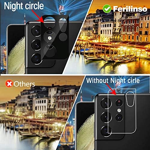 Ferilinso [3 Pack] Camera Lens Protector for Samsung Galaxy S21 Ultra, Bubble Free Tempered Glass Protection Film-Black