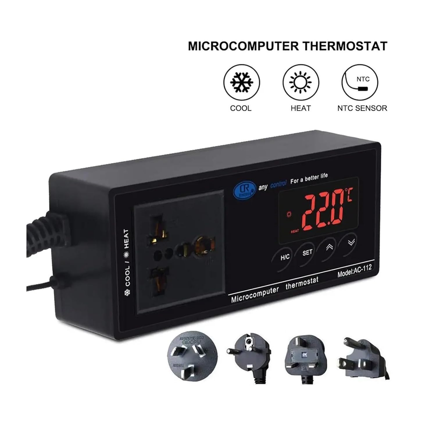 AC-112 Digital Waterproof Temperature Controller Microcomputer Thermostat for Aquarium Reptile Sensor(UK)