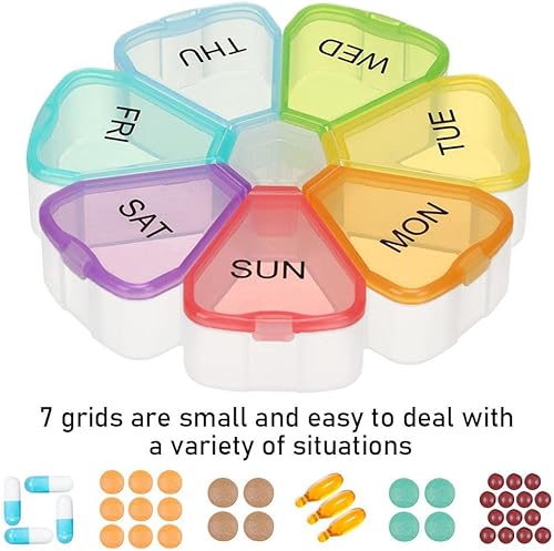 Miniatura 3 de Pastillero de 7 días, organizador portátil de medicamentos semanal, caja de almacenamiento de medicamentos, estuche para pastillas, organizador de