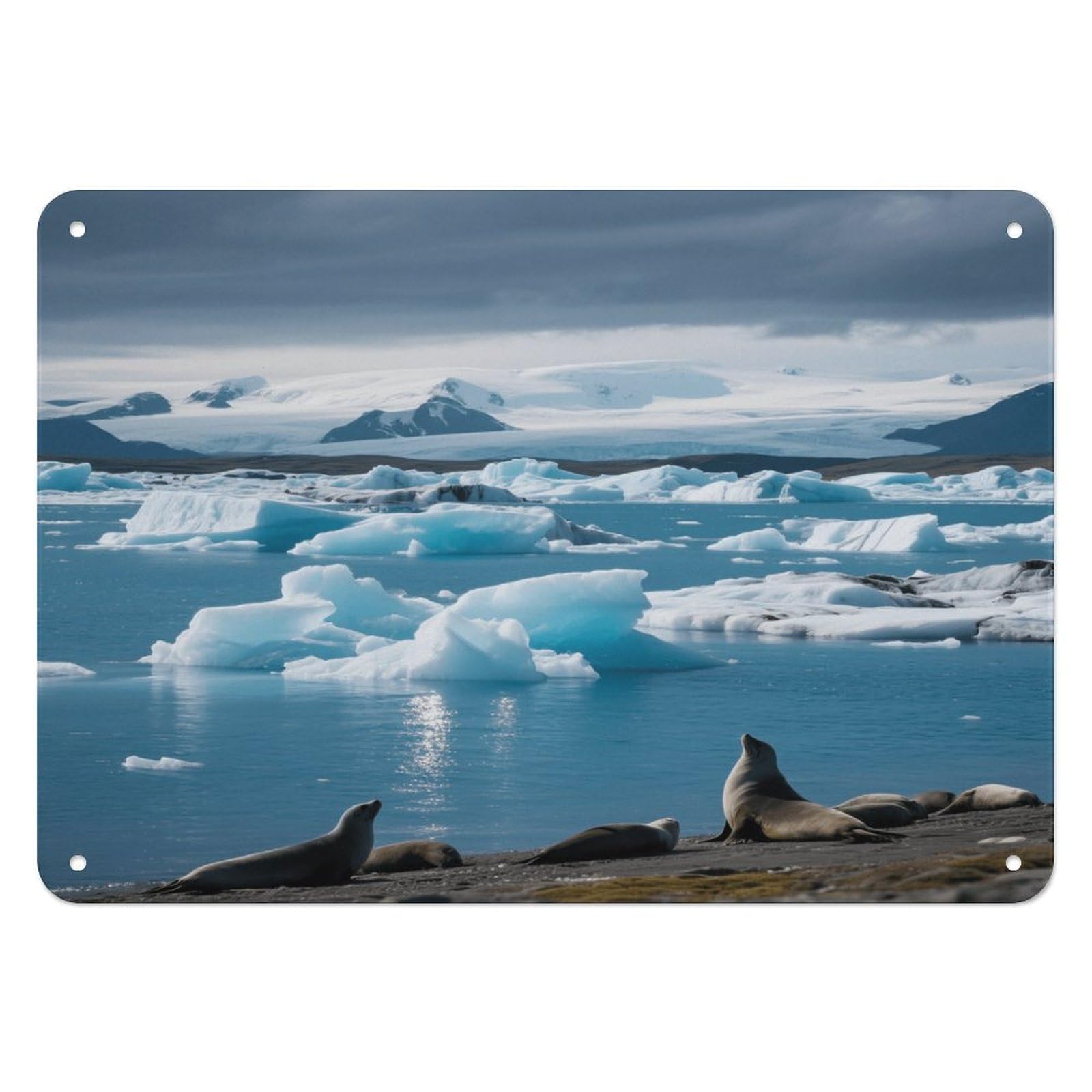 Fekiloot Style Glacial Lake Wall Decor Iron Painting Metal Sign