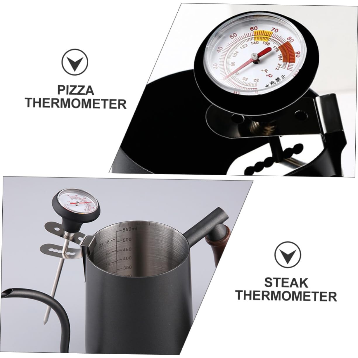 LIFKOME 3juegos De Cocina De Inoxidable Con Clip y Funda De Silicona De Leche y Comida Lectura Rápida y Precisa Para Bbq y Bebidas Calientes