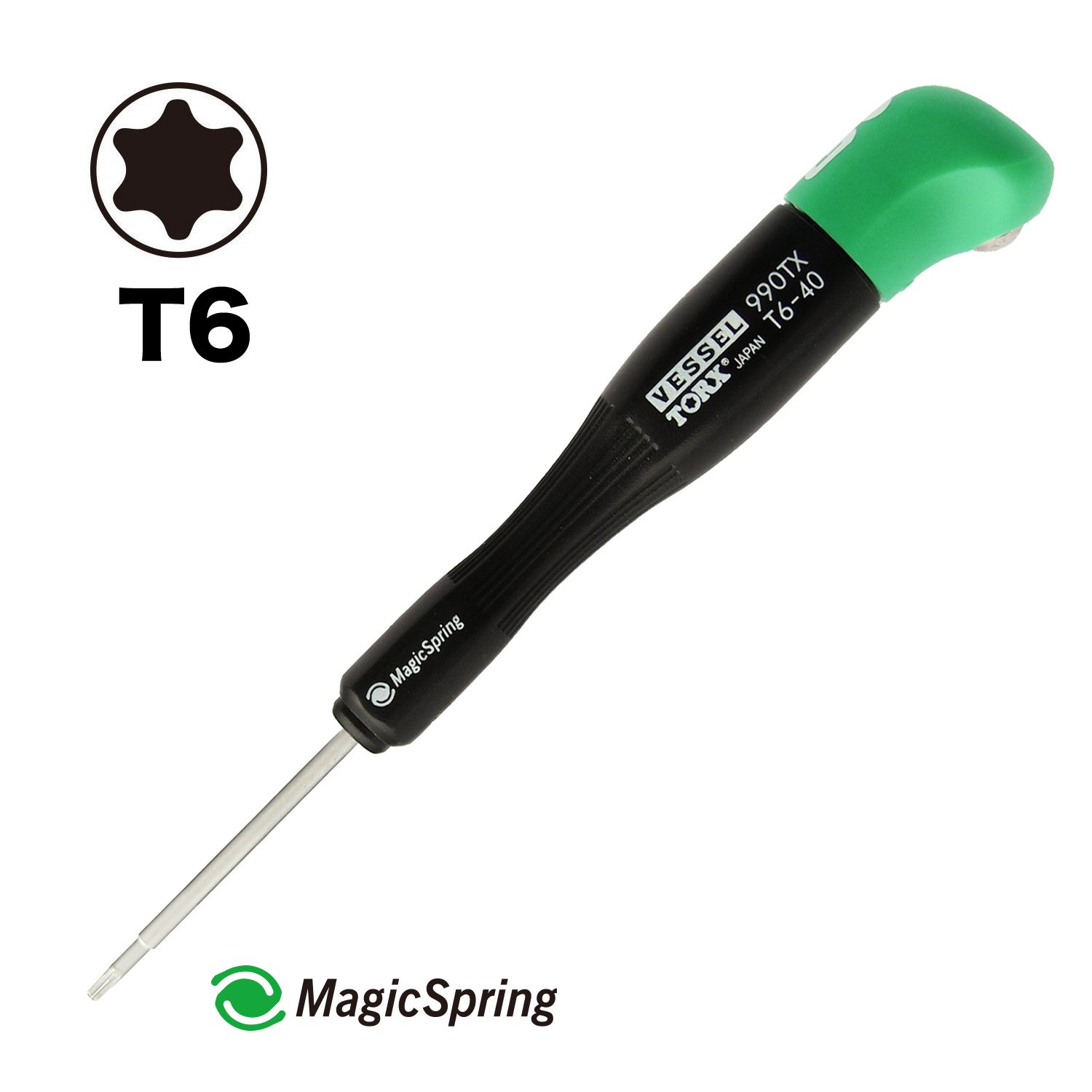 VESSEL 990TX Precision Torx Screwdriver, G-Grip, T6 x 1.6 inches (40 mm)