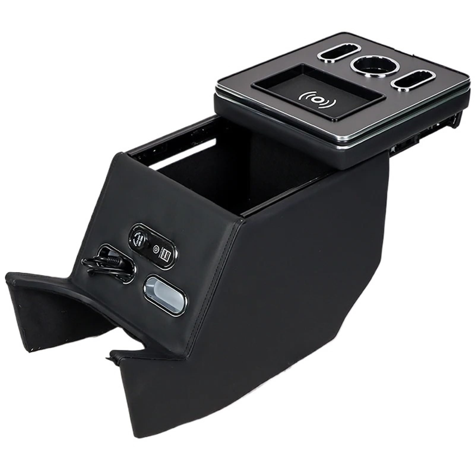 NOKRGQW Car Armrest Box For Benz V-Class V220 V260 V250 2014-2023 Armrest Storage Box Rear Handrail Mobile Phone Charging USB Holder(Black wireless)