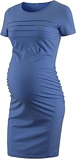 Summer Short Sleeve Maternity Dress Ruched Side Bodycon Causal Baby Shower Dresses - Buy now