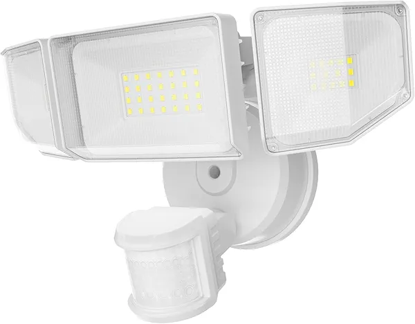 Abovizo 85W LED Security Lights Motion Sensor Light Outdoor, 8500LM Dusk to Dawn, IP65 Waterproof, 6500K, 3 Head Motion Detected Flood Light, Floodlight for Outside, Garage, Yard, Porch (White)