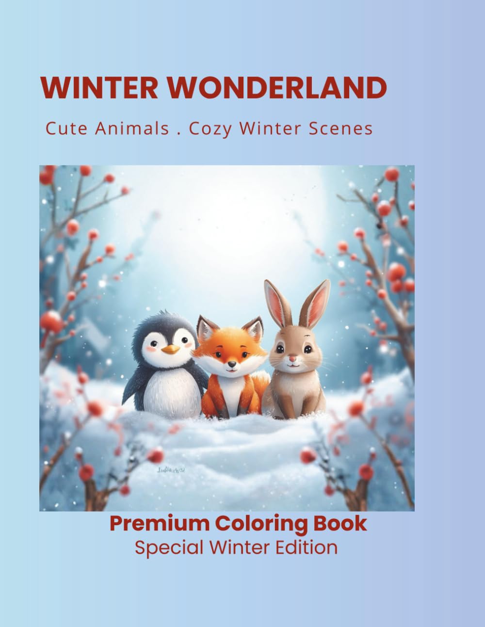 Winter Wonderland Coloring Book: Cute Animals - Cozy Winter Scenes