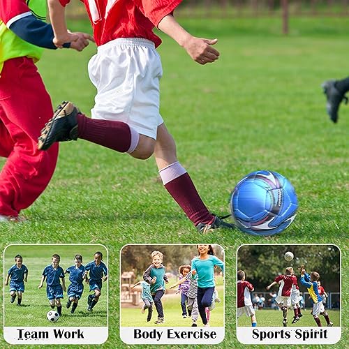ABAJI Soccer Ball Light Blue Size 3 PU Surface Tight Weaved Vivid Color with Pump and Needle Suitable for Training Practice or Gift