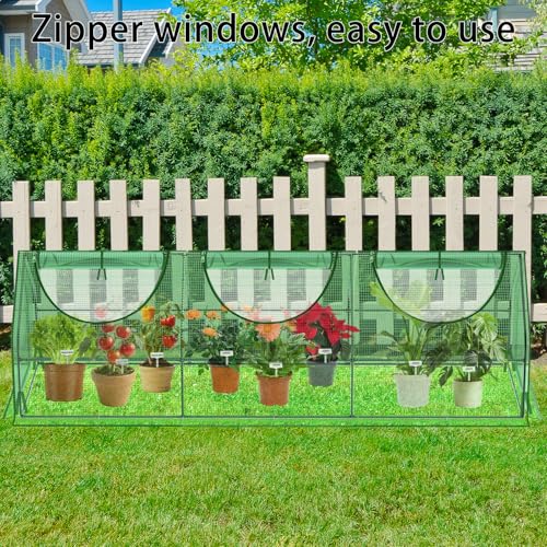 Image of 9x3x3Ft Large Greenhouse for Outside, Portable Green House with Mesh Vents