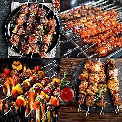 24 Stück Grillspieße Edelstahl, BetterJonny 30cm Schaschlikspieße Wiederverwendbare Grill Kabob Spieß Stöcke Fleischspieße Metallspieße für BBQ Fleisch Gemüse Stockbrot zum Grille