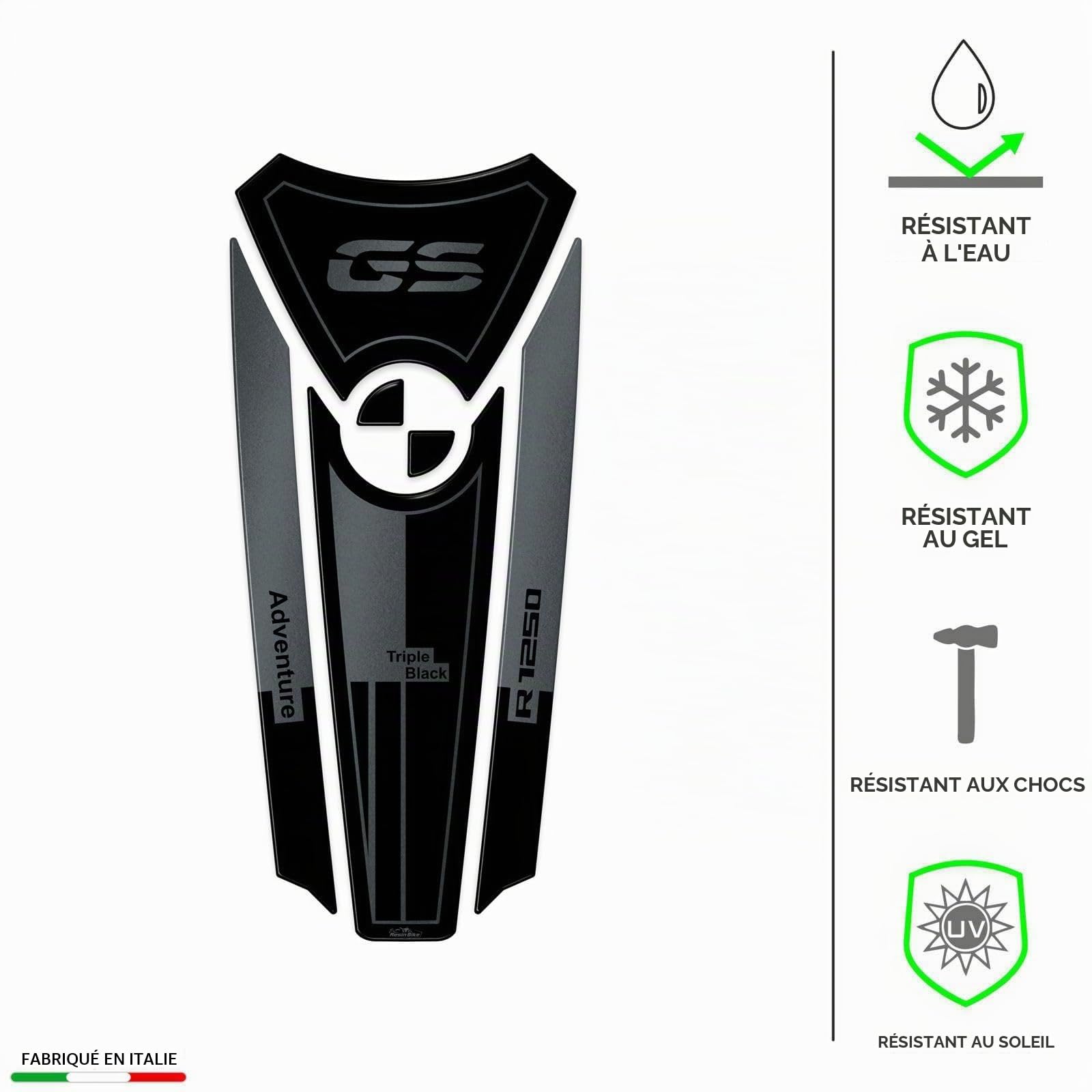 Resin Bike Autocollant Moto Compatibles avec BMW R 1250 GS Adventure Triple Black 2021-2024. Protection de Réservoir Moto Contre Les Chocs et Les Éraflures. Autocollant 3D Résinés