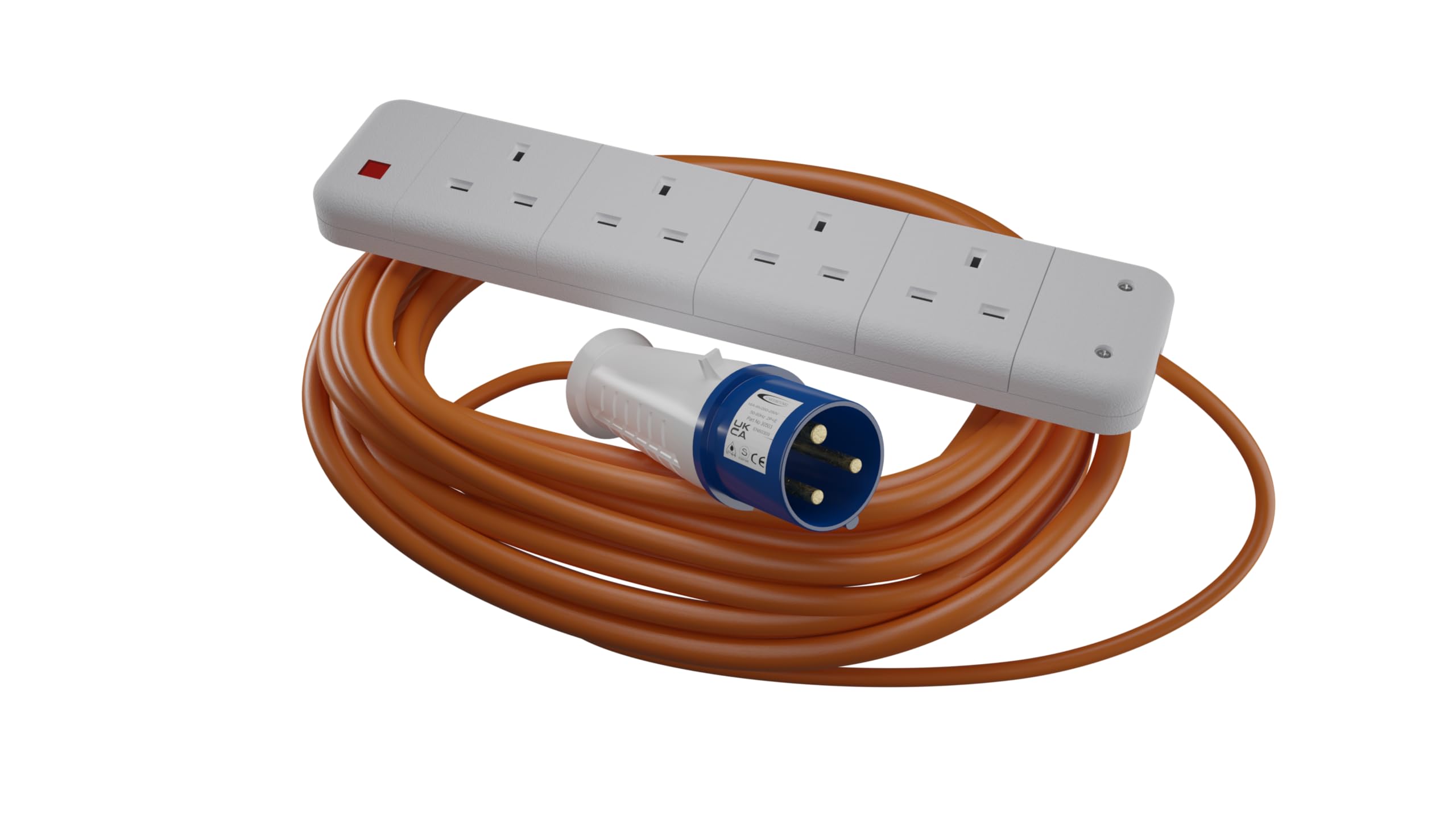 CONNEXION 4 Gang Electric Hook Up for Camping, 7 Metres 16A to 13A Extension Lead, Heavy Duty 240V Mains Lead for Caravans, Campervans, EV, Homes, Motorhomes