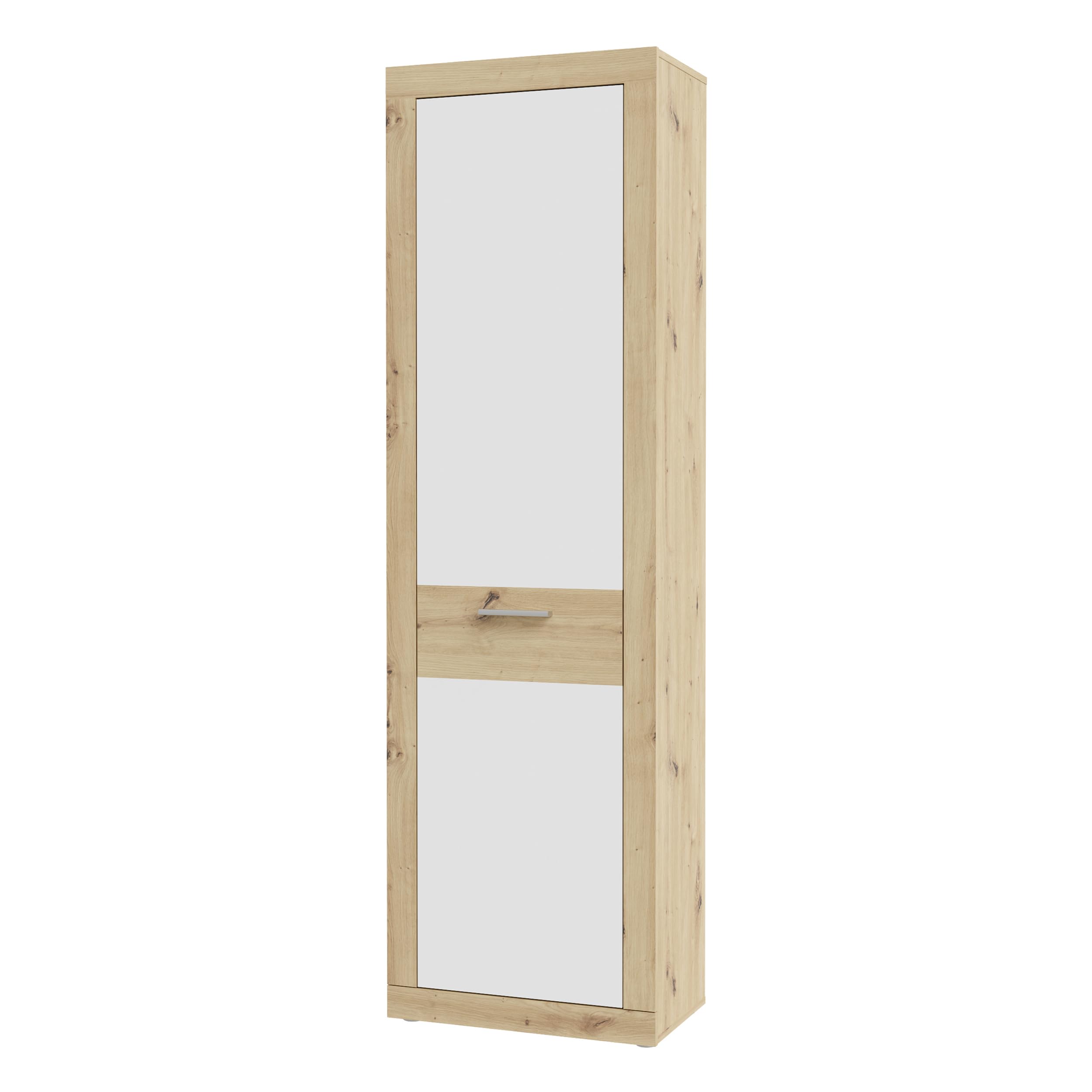 Forte BACCIO Garderobenschrank 60, moderner Flurschrank, 1-türig, Mehrzweckschrank, Holzwerkstoff, Artisan Eiche|Weiß, 58,3 cm breit x 196,8 cm hoch x 33,8 cm tief