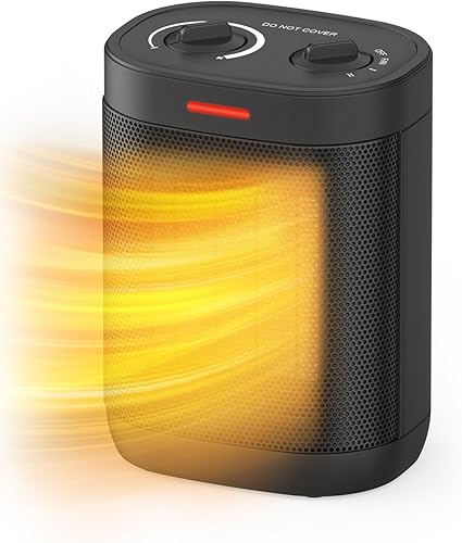 Calentador de espacio pequeño de 1500 W, calentadores eléctricos para uso en interiores, calentador de espacio portátil con termostato ajustable,