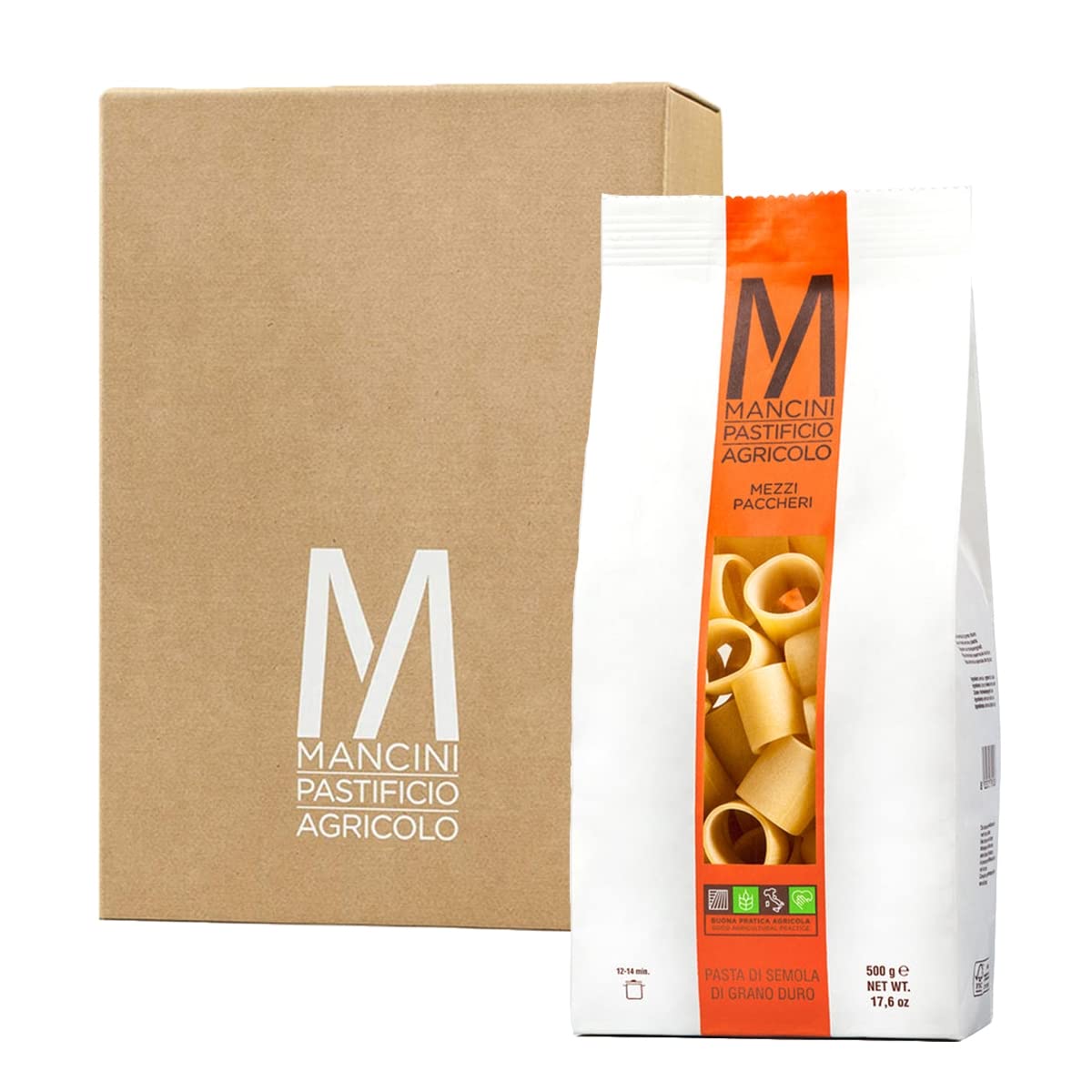 Mancini Pastificio Agricolo - Mezzi Paccheri 500 gr - Caja de 12 paquetes