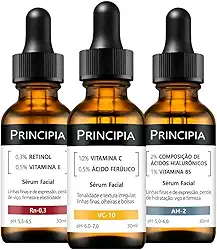 Principia - Kit Trio Vitamina C-10 + Retinol + Ácidos Hialurônicos Skincare