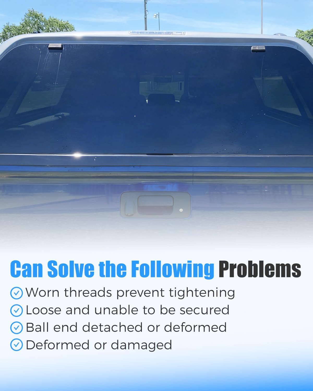 Rear Window Door Parts Fit for LEER 100XL 100XR 100XQ 180XR 180XL Model Frame-less Glass Rear Door Truck Caps 2 Large Buttons 51454 & 2PCS 10mm Ball Mounts 51413 Combo