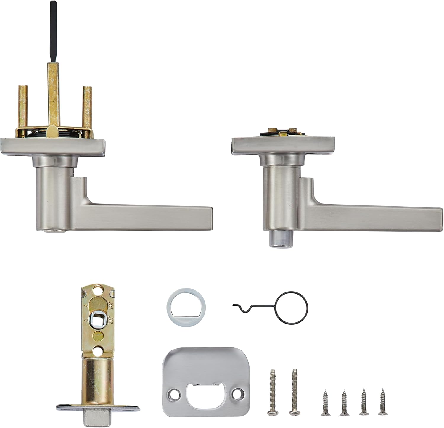 Safe Lock - Daylon Square Rose Lever, Privacy for Bedroom or Bathroom, Satin Nickel Finish