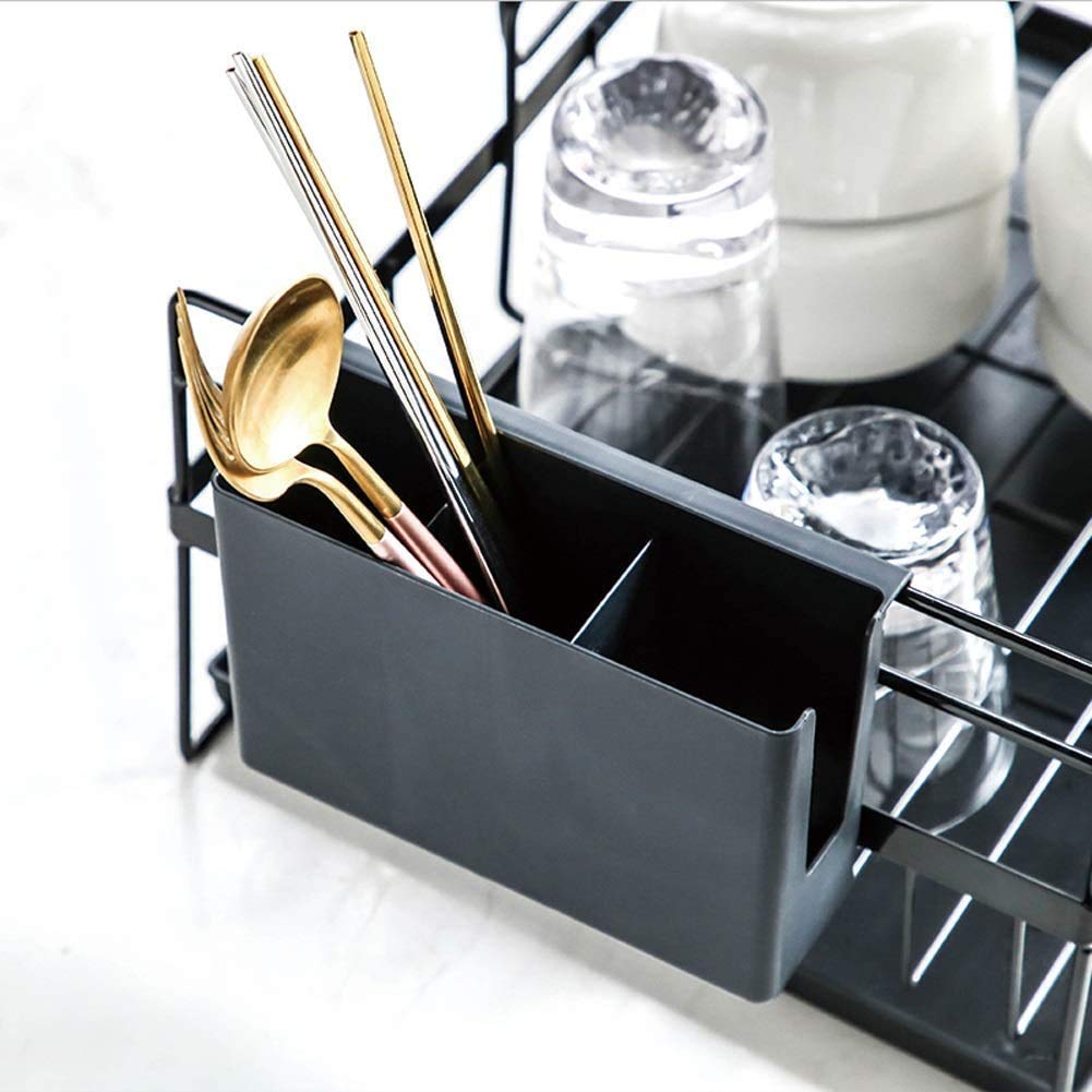 SUNFICON Kitchen Dish Drying Rack Dish Drainer 2 Tier Detachable Sink