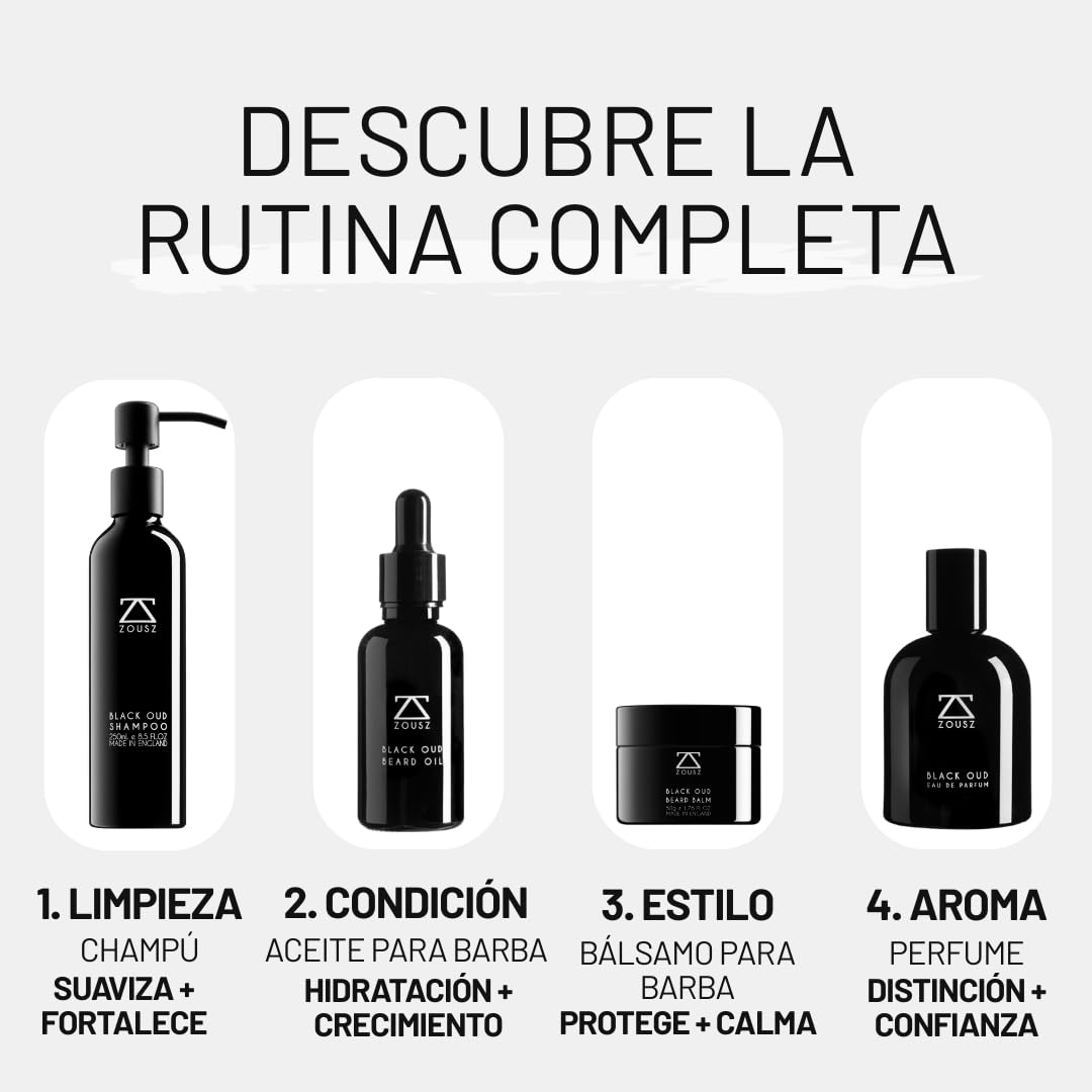 ZOUSZ Black Oud Aceite para Barba para Hombres, Hidratante y Acondicionador para Barba, Esencial para el Cuidado de la Barba No Graso, Aceite Natural para el Crecimiento, Regalo para Hombres, 30ml