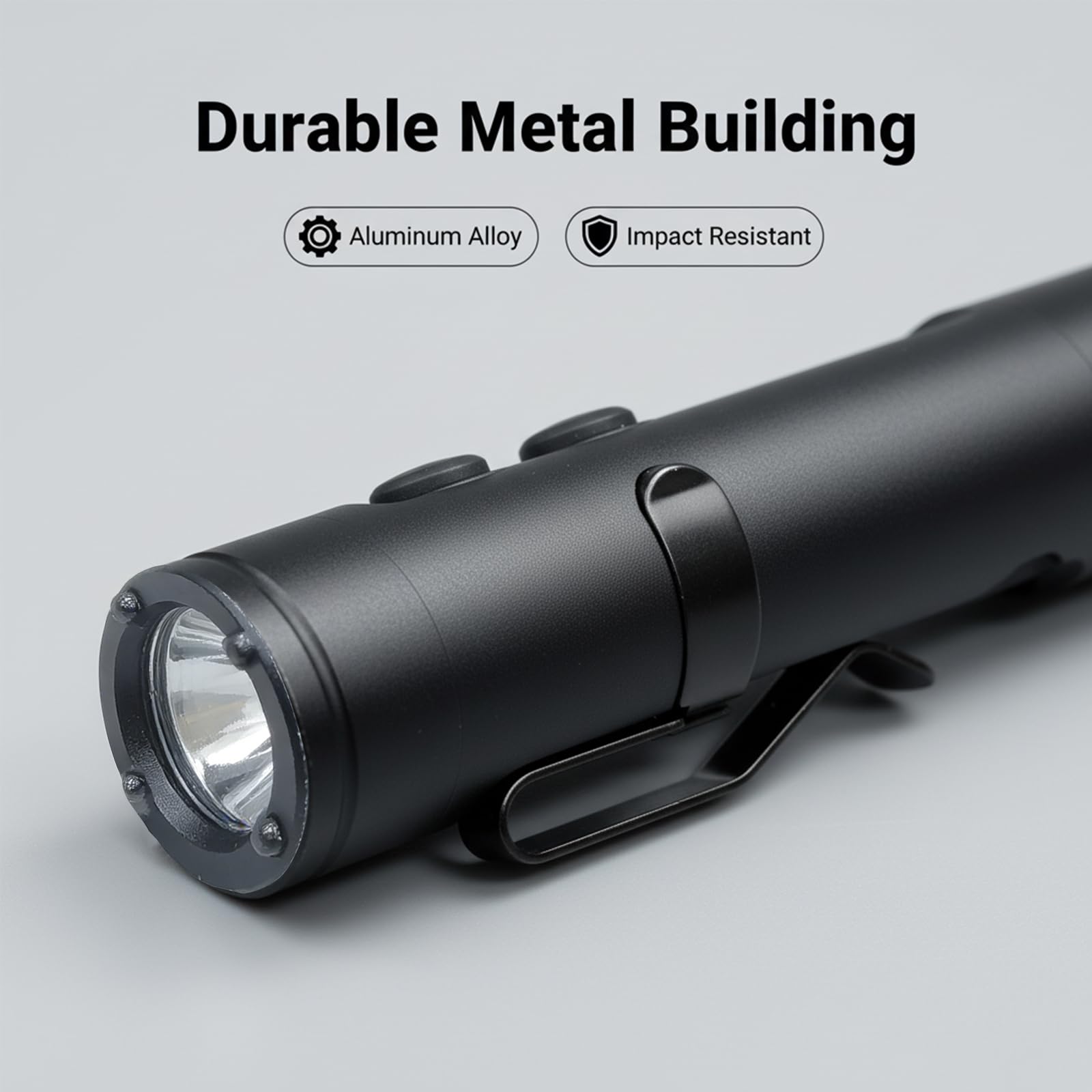 Wiederaufladbare EDC-Taschenlampe, 500 Lumen, Mini-Schlüsselanhänger, Taschenlampe mit Feuerstarter und Fensterbrecher, magnetischer Basis, Hutclip für Camping, Reisen, Notfall (schwarz)