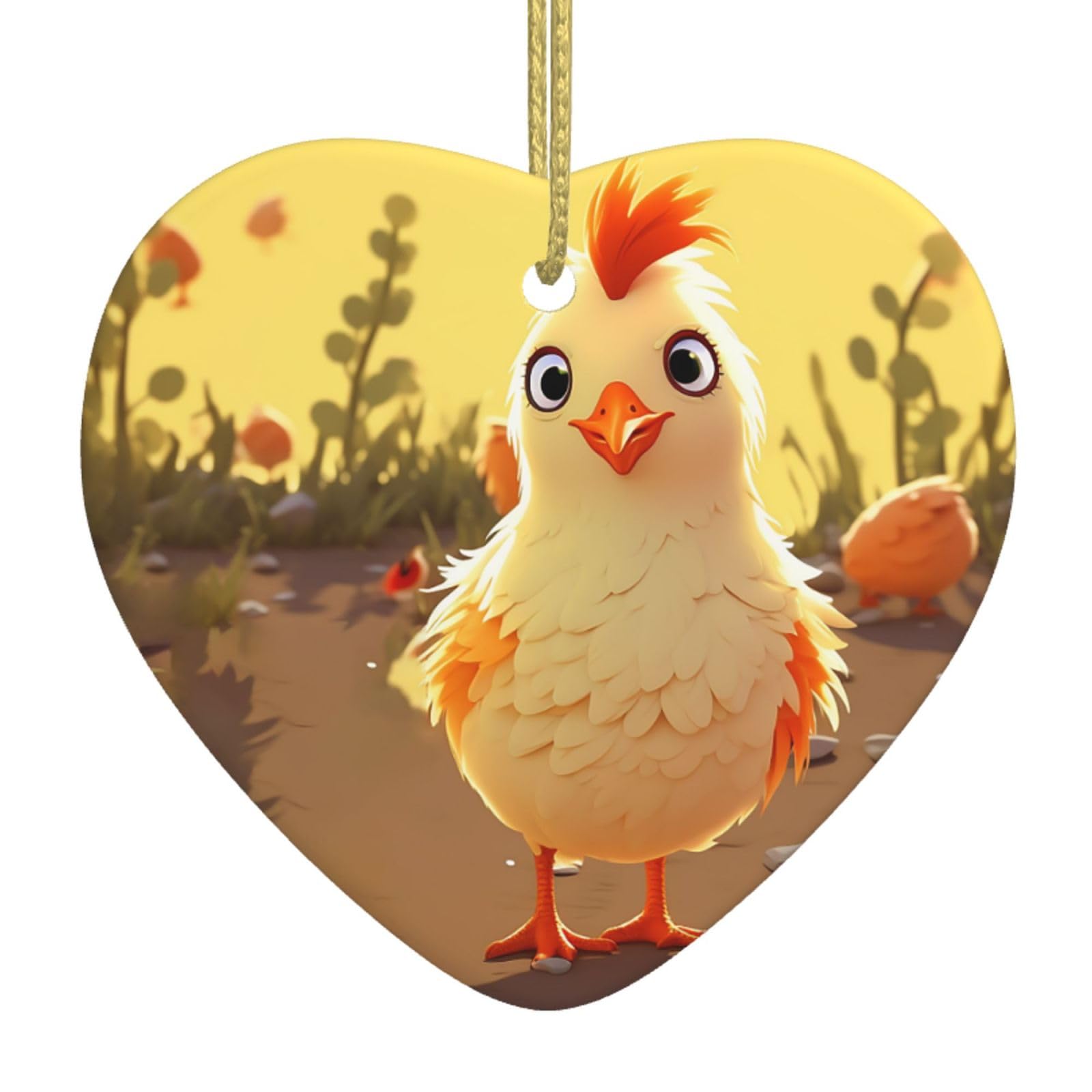 Fodpand Women's White Chicken Chick Christmas Ornaments 2025, Gift Exchange For Men, Collectible Ceramic Ornament Heart Hanging Ornaments For Christmas Tree Decoration