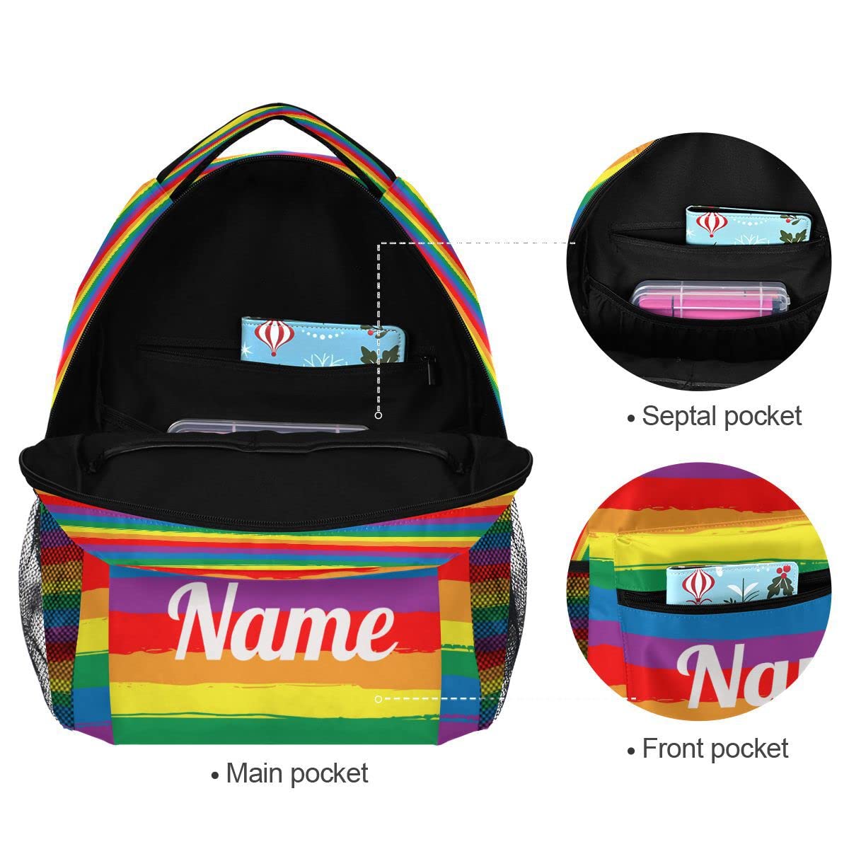 Custom1 - Mochila para niños con texto en inglés "Añade tu nombre", mochila para estudiantes primarias, bolsa para libros para niños y niñas, Personalizado9, talla única