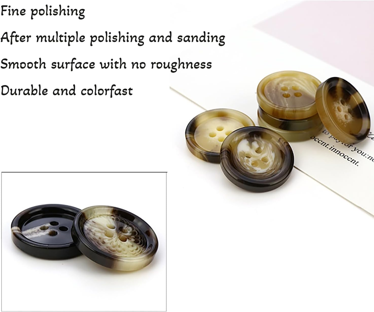 10 PCS 4 Holes Round Pattern Resin Buttons Flatback Sewing Button Favorite Findings Basic Buttons for Clothing Arts Crafts Projects DIY Decorations Sewing Accessories (10#Black, 23 mm) - Image 4