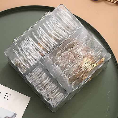 Miniatura 9 de Tydero Caja organizadora de joyas transparente para aretes, collar, anillo, pulsera, almacenamiento con 60 bolsas de PVC con cremallera
