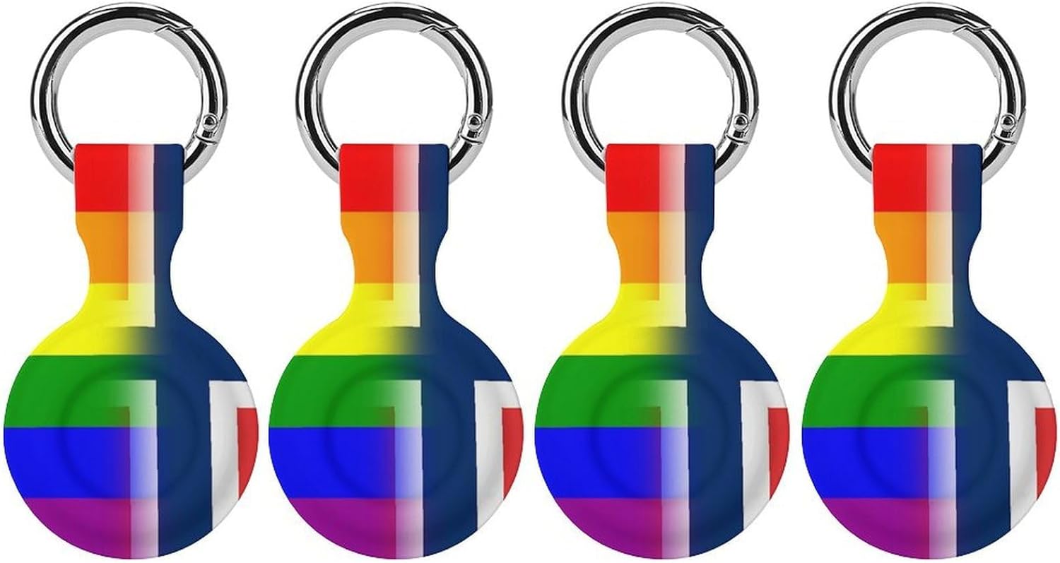 LGBT Gay Norway Flag Funny Cover Compatible with AirTag Case Protector GPS Tracker Holder with Keychain