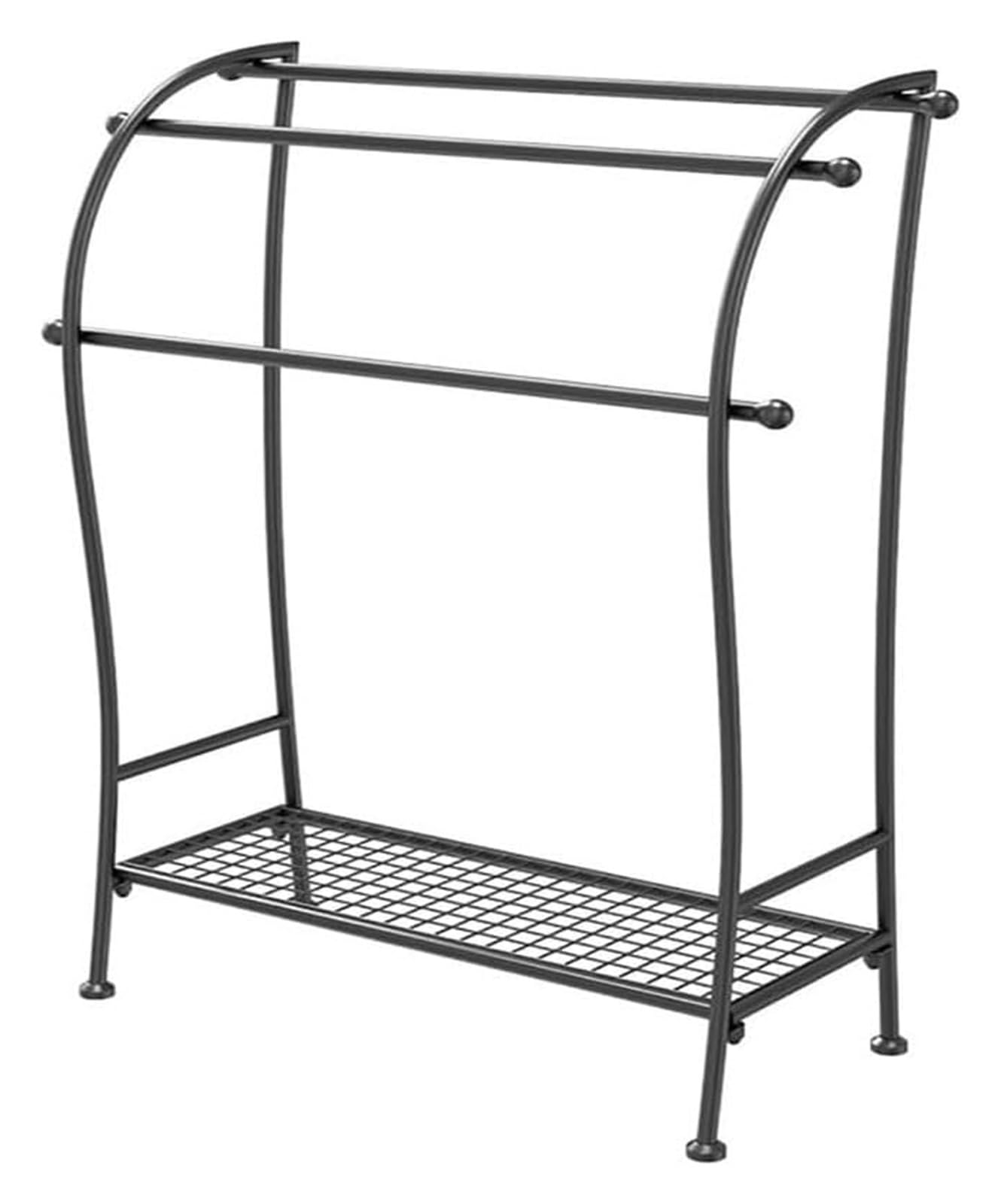 Perchero independiente de 3 niveles y toallero, solución de almacenamiento de metal para baño, dormitorio, playa, gimnasio y zona de piscina