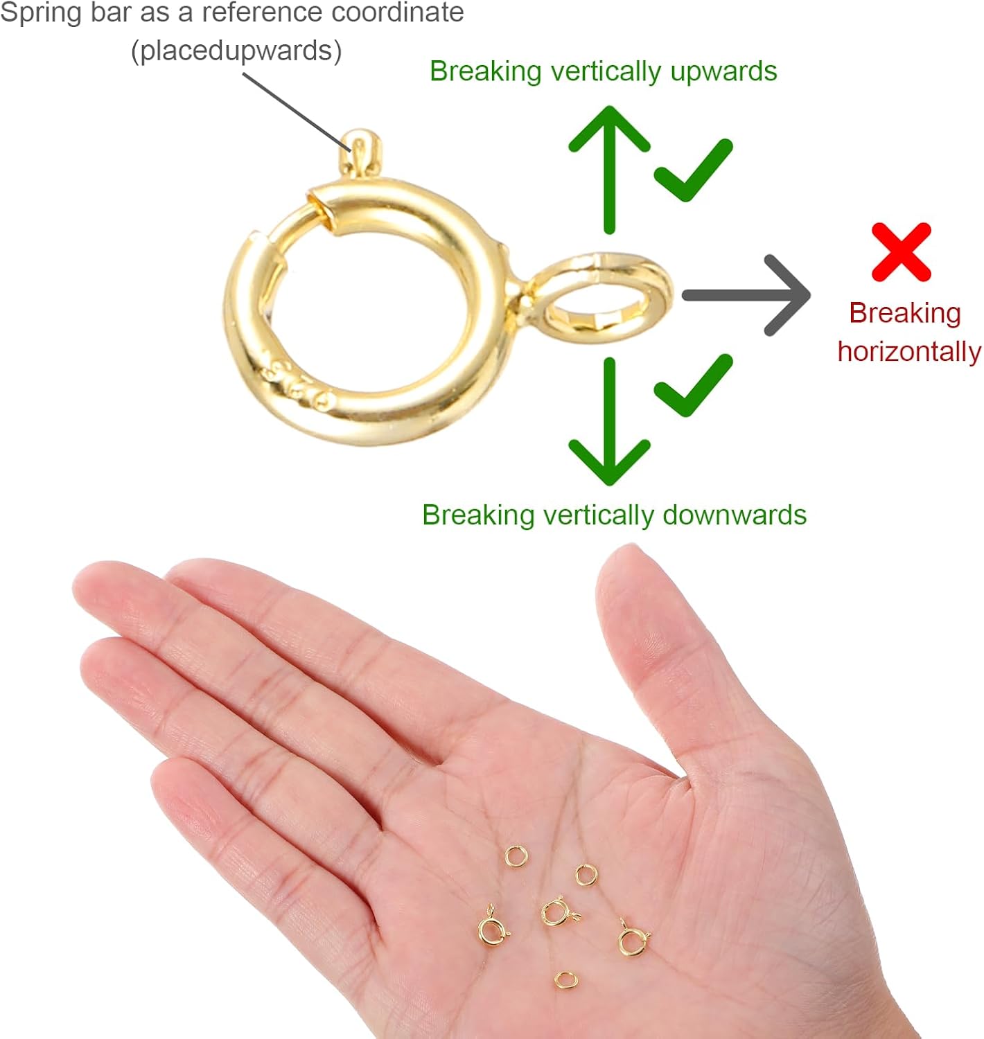 7 Sets 925 Sterling Silver Necklace Clasps and Closures Gold 5mm Spring Ring Clasp Jewelry Clasps with Closed Jump Rings 4mm for Bracelet Necklace Extender Connectors for Jewelry Making Repair - Image 3