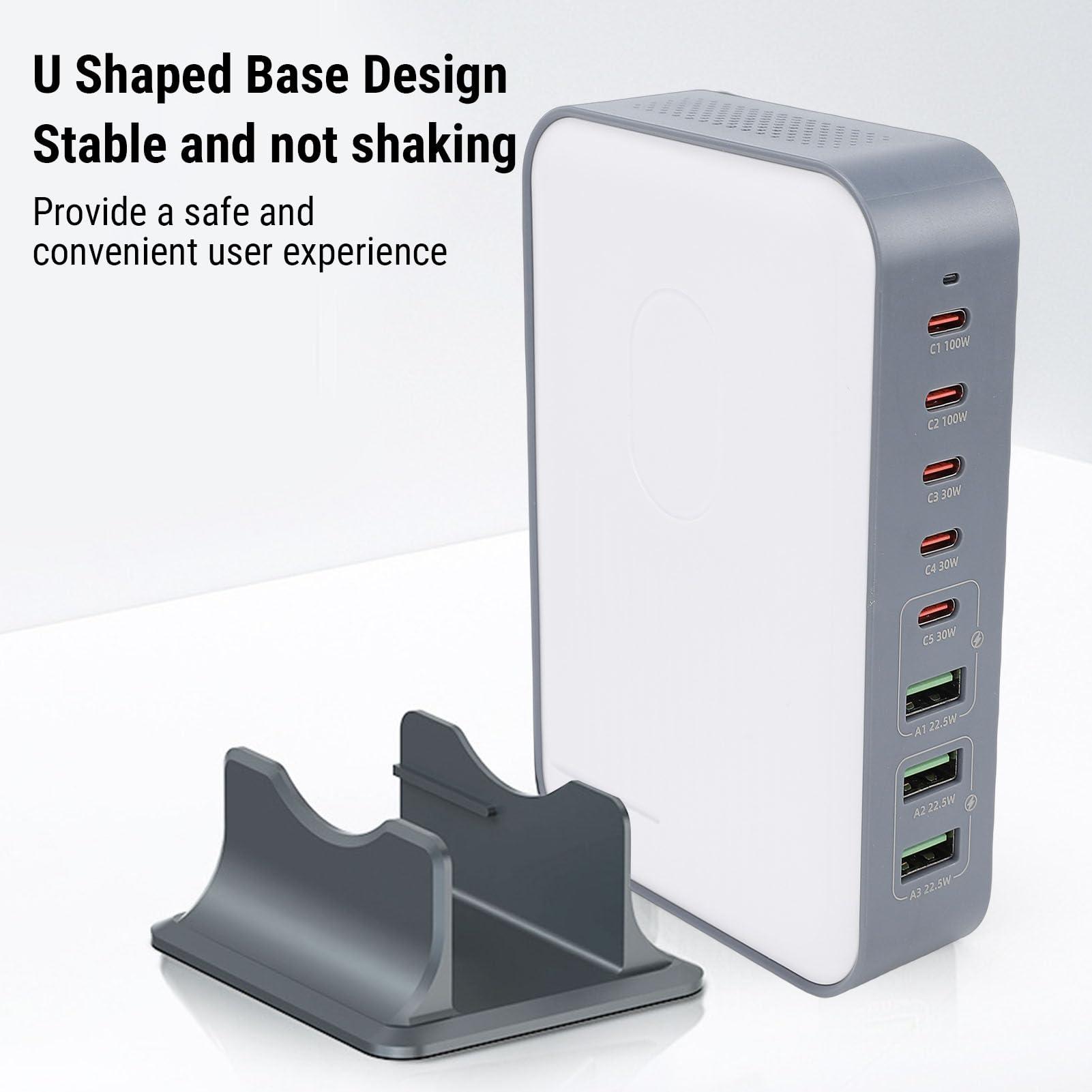Jectse Caricatore USB C da 200 W, Hub di Ricarica Rapida con 8 Porte USB, Stazione di Ricarica Universale per Telefono Desktop per più Dispositivi Elettronici, Tablet, Laptop (Spina europea)