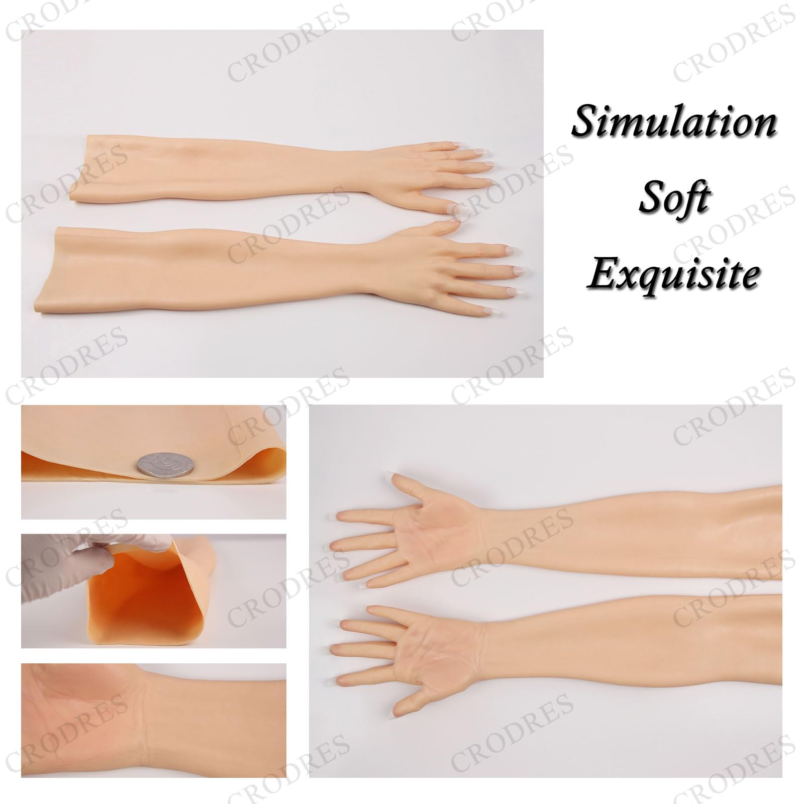 Crossdressing Silicone Gants Faits à la Main Peau Artificielle Bras Couverture brûlure Cicatrices Fausses Mains réalistes Femmes prothèse Gants