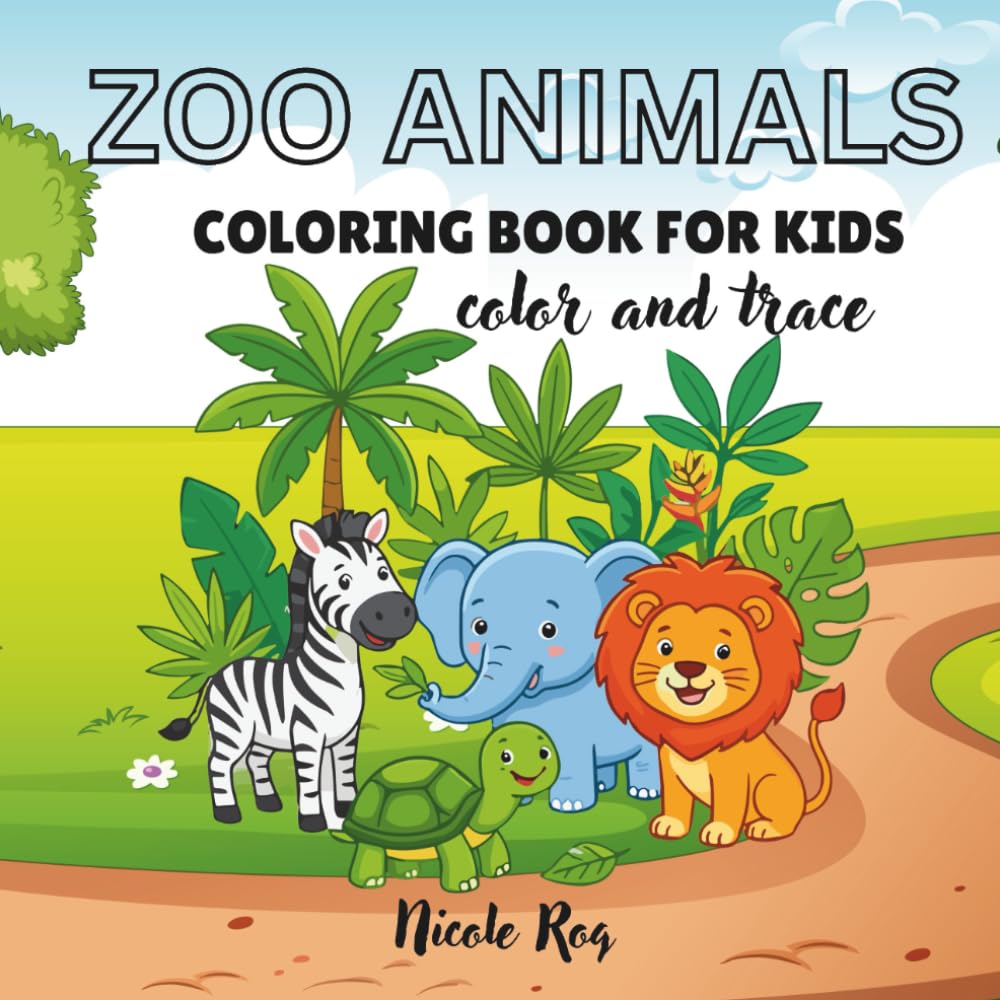 Zoo animal: Coloring book for kids / Color and Trace