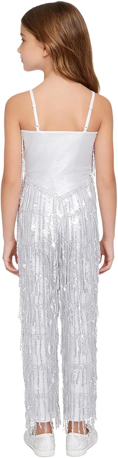Kids Girls Shiny Metallic Dance Unitard Full Body One Piece Sleeveless Bodysuit Stage Performance Jumpsuits