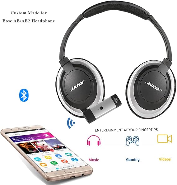 جهاز استقبال محول Bluetooth لاسلكي لـ Bose SoundTrue 2 وSoundTrue حول الأذن II (AE2) وOver-Ear II (OE2)، ومحول محول سلك الكابل البديل Bose Soundtrue II وAE2 وOE2