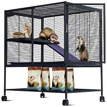 36Inch Ferret Cage, Large Metal Small Animal Cage, with Removable Tray, Hammock, Easy to Set Up, Cage for Ferrets, Rats, Guinea Pigs, Rabbit, Chinchillas - Indoor Elevated Enclosure