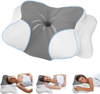 Ergonomic Cervical Pillow for Pain Relief - Adjustable Contour Memory Foam Pillow for Side, Back, Stomach Sleepers, Cooling Pillow for Neck and Shoulder, Breathable Bed Pillow with Removable Cover