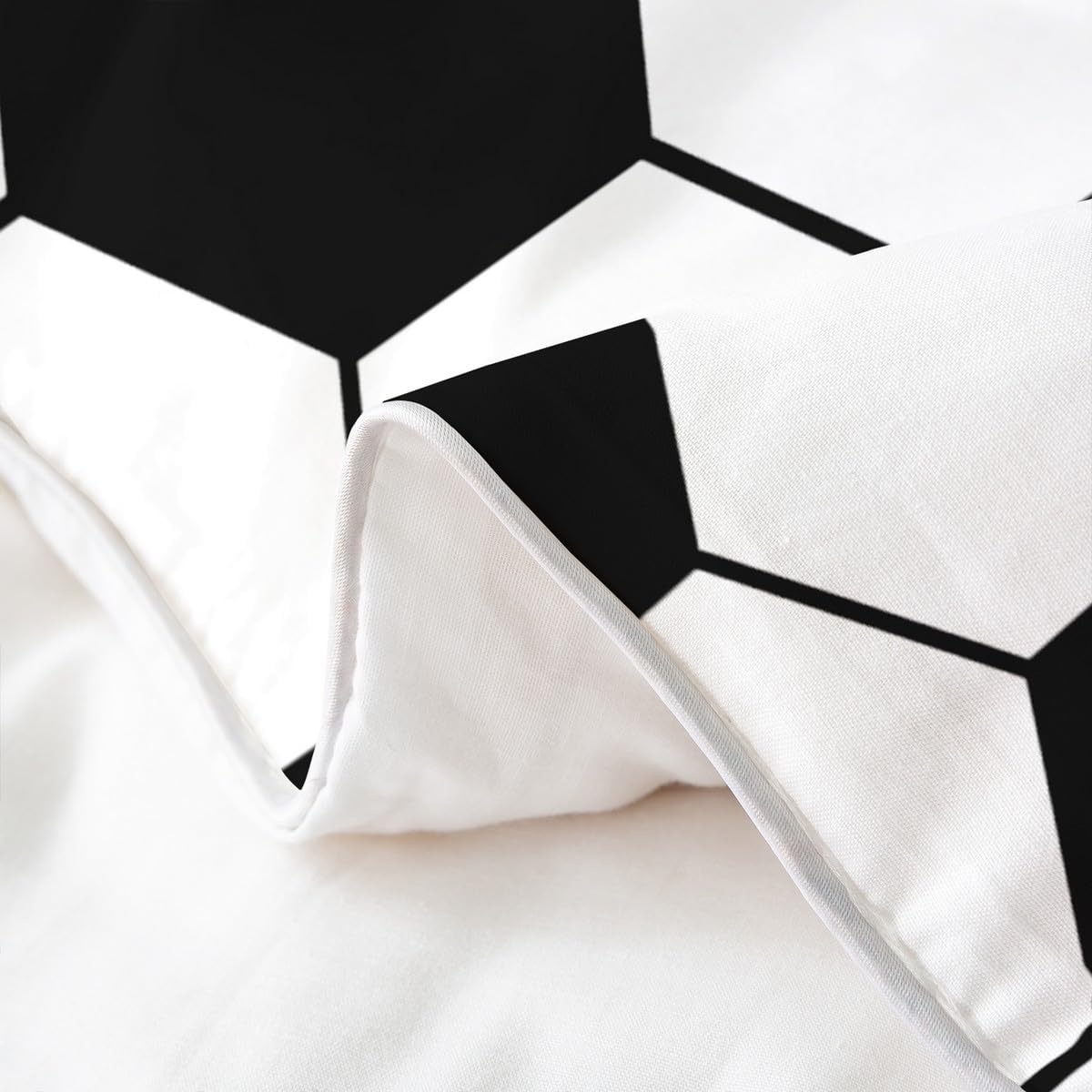 Manfei Boys Football 100% Natural Cotton Duvet Cover Queen Soccer Pattern Geometric Check Comforter Cover Ball Game Sports Bedding Set 3 Pcs Room Decor,Comforter Not Included