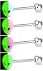 Melighting 4pcs Tongue Rings 14G Piercing Jewelry Glow in The Dark Alien Bars for Women Body Piercing - Stainless Steel