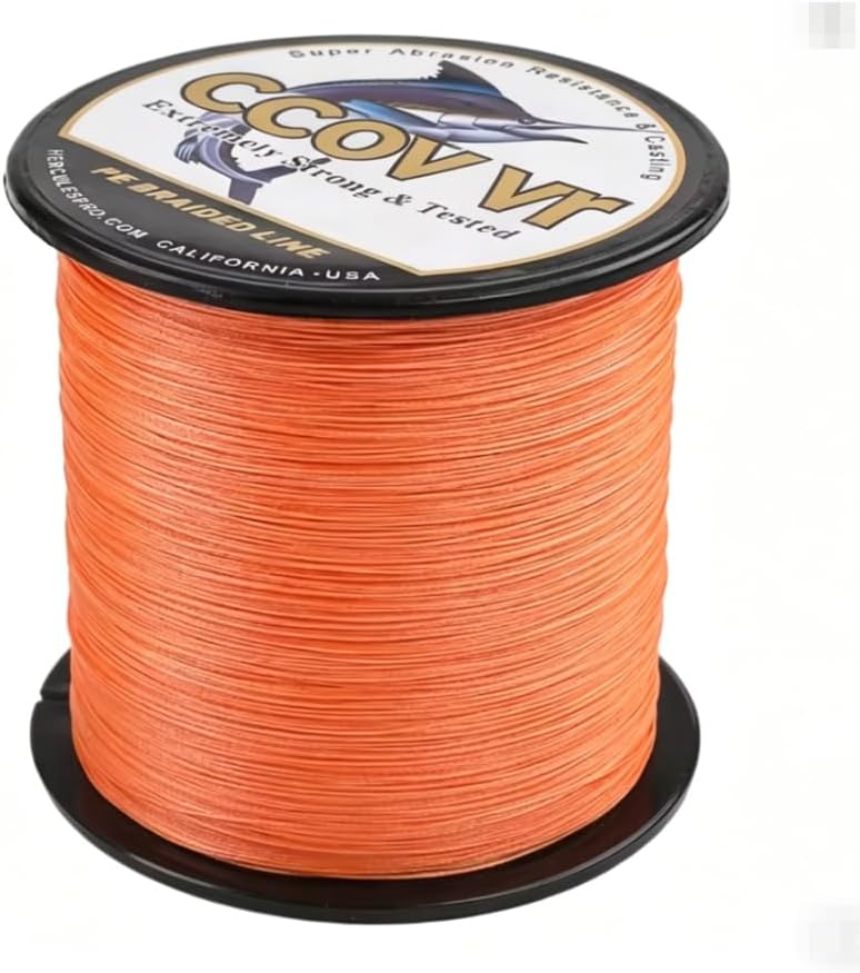 Braided Fishing Line, Orange, Super Abrasion Resistance, Extremely Strong & Tested