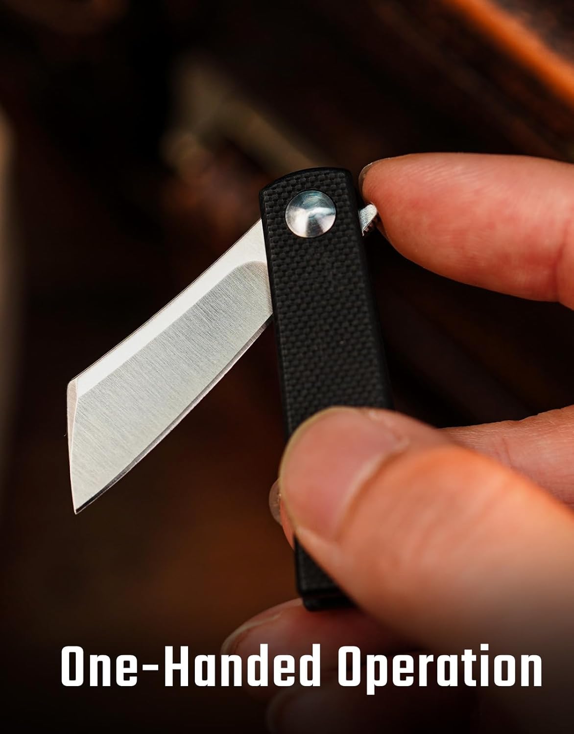 KeyUnity KK10XS Folding Pocket Knife with Liner Lock, Pocket Clip for Everyday Carry (Black)