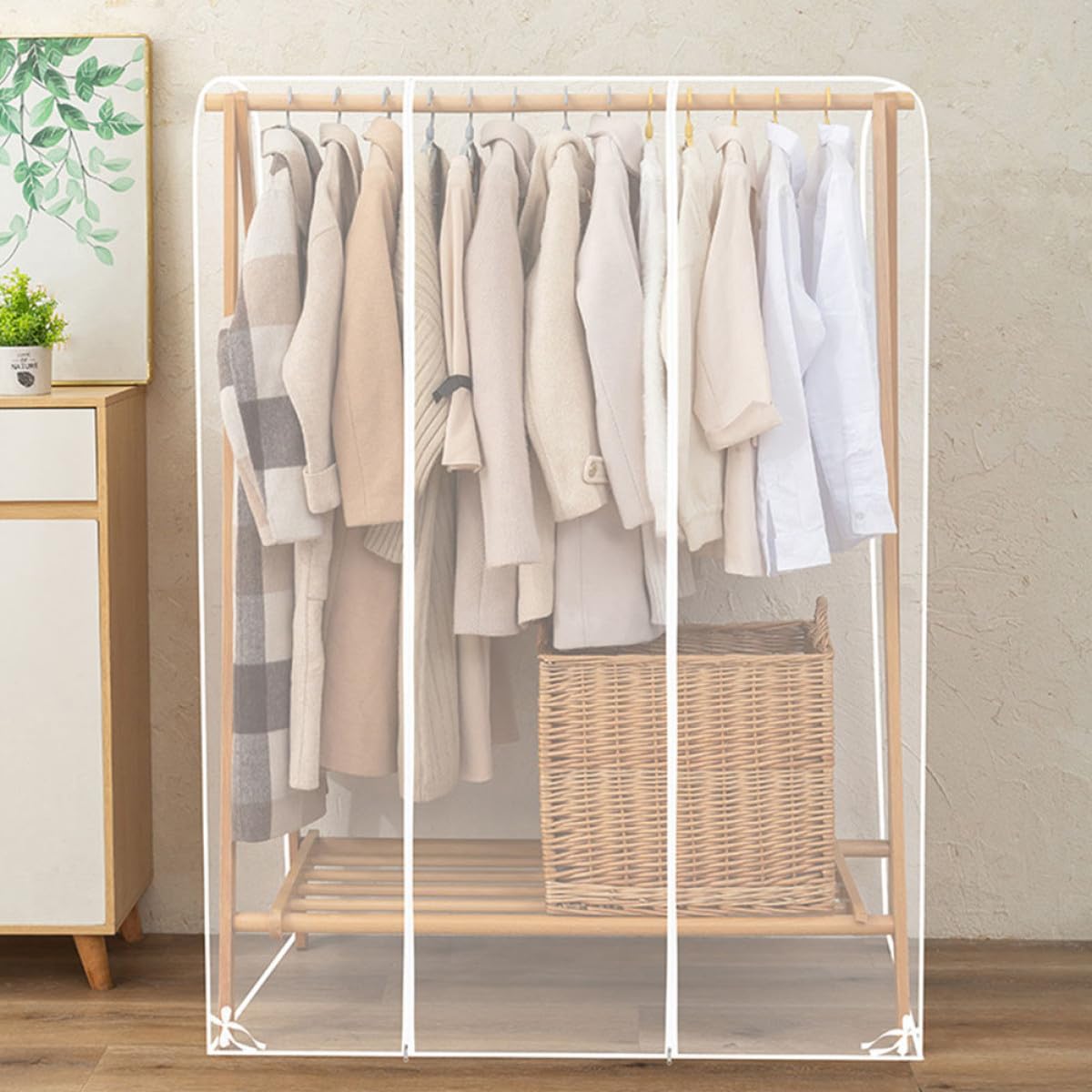 Funda para Ropa de Armario Transparente con Cremallera, Gran Capacidad y Plástico Resistente, Diseño Moderno y Minimalista para Hogares y Hoteles