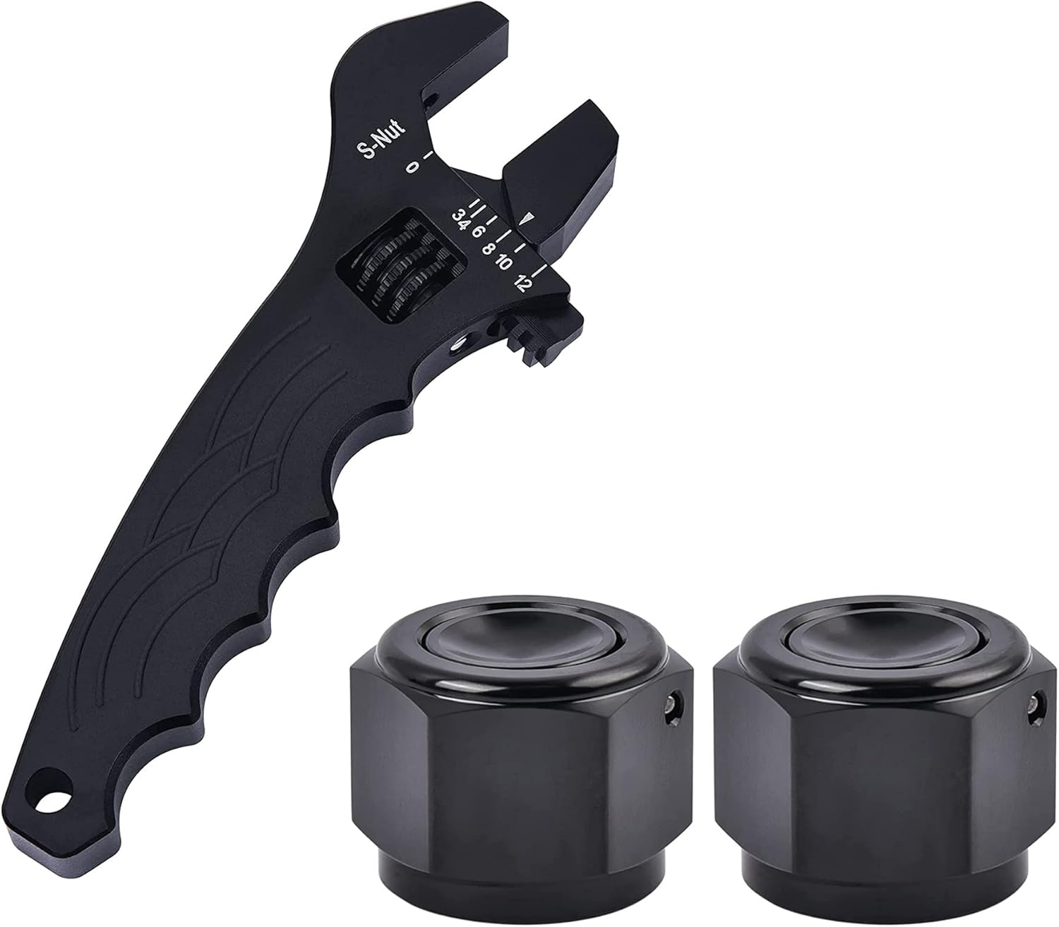 EVIL ENERGY 8AN Flare Cap Block off Fitting 2PCS Bundle with Adjustable 3AN-12AN Wrench Aluminum Black