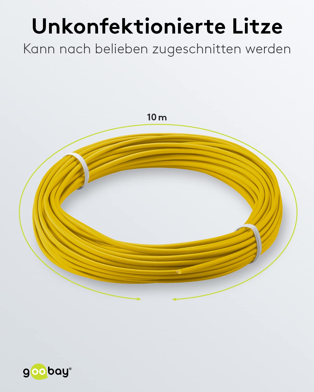 Goobay 55041 1 Core Multi-Strand Insulated Copper Wire (18 x 0.1 mm), Yellow, 10 m Cable Length, 10 Meters - Image 3