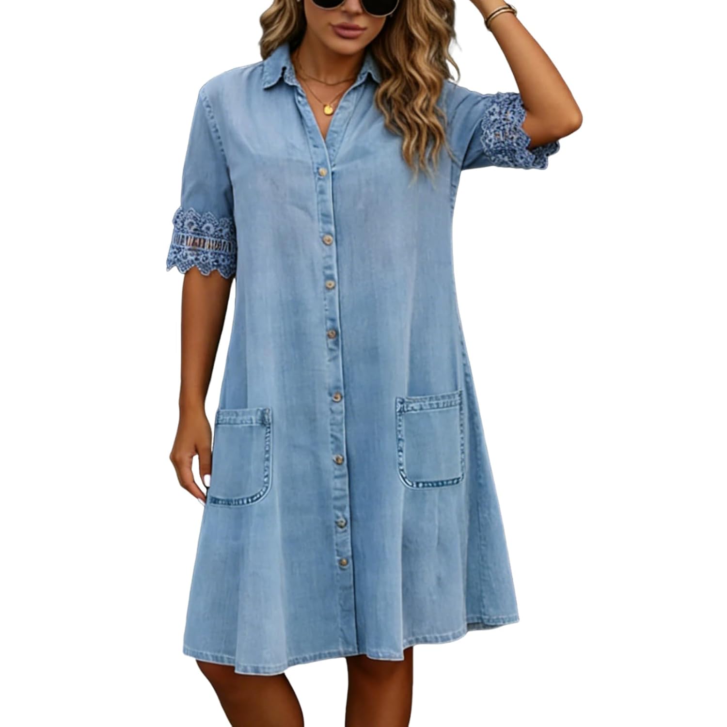 Denim Shirt Blue Casual Women 8217 Dress Summer