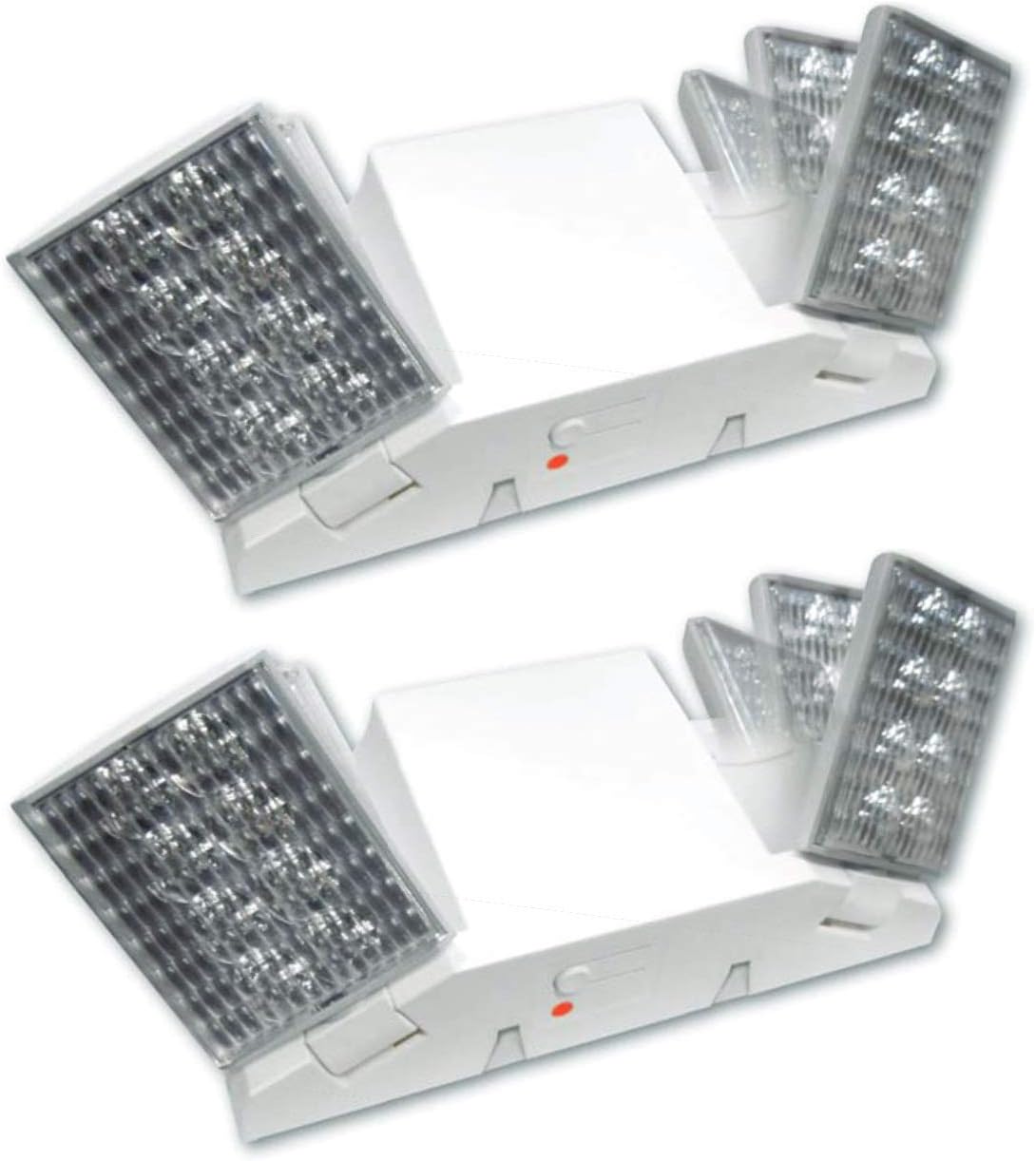 Hardwire LED Emergency Light Standard with Adjustable Heads, Backup Battery, UL Certified 2 Pack