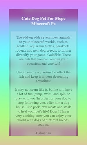 Pro Cute Dog Pet For Mcpe Minecraft Pe